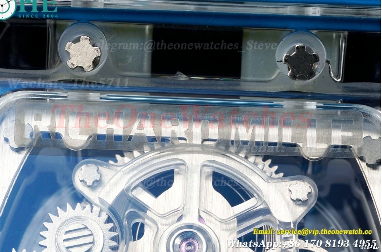 Blue Rubber Dial RMF Skeleton RM56-01 44mm on Strap Tourb 0513